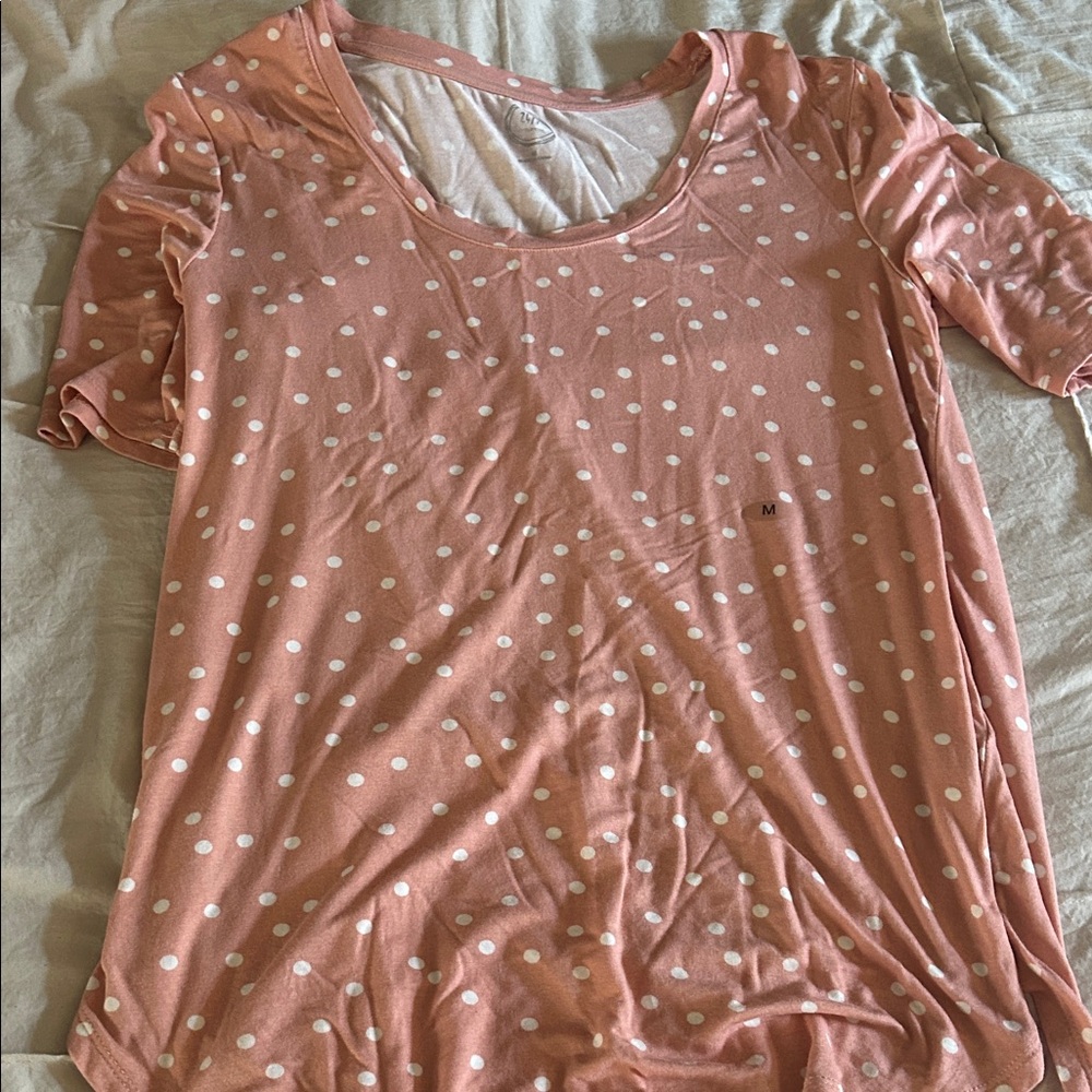 Maurices Pink Polka Dot Short Sleeve Top